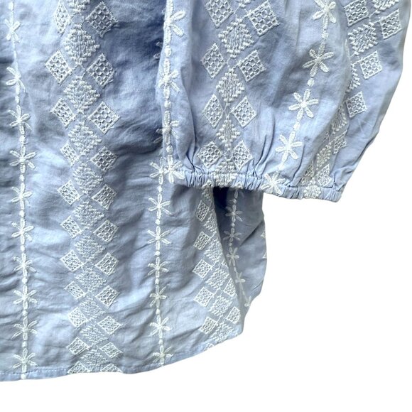 TALBOTS Embroidered Top Plus Size 2X Light Blue Boho Womens Blouse NWT - Picture 8 of 8